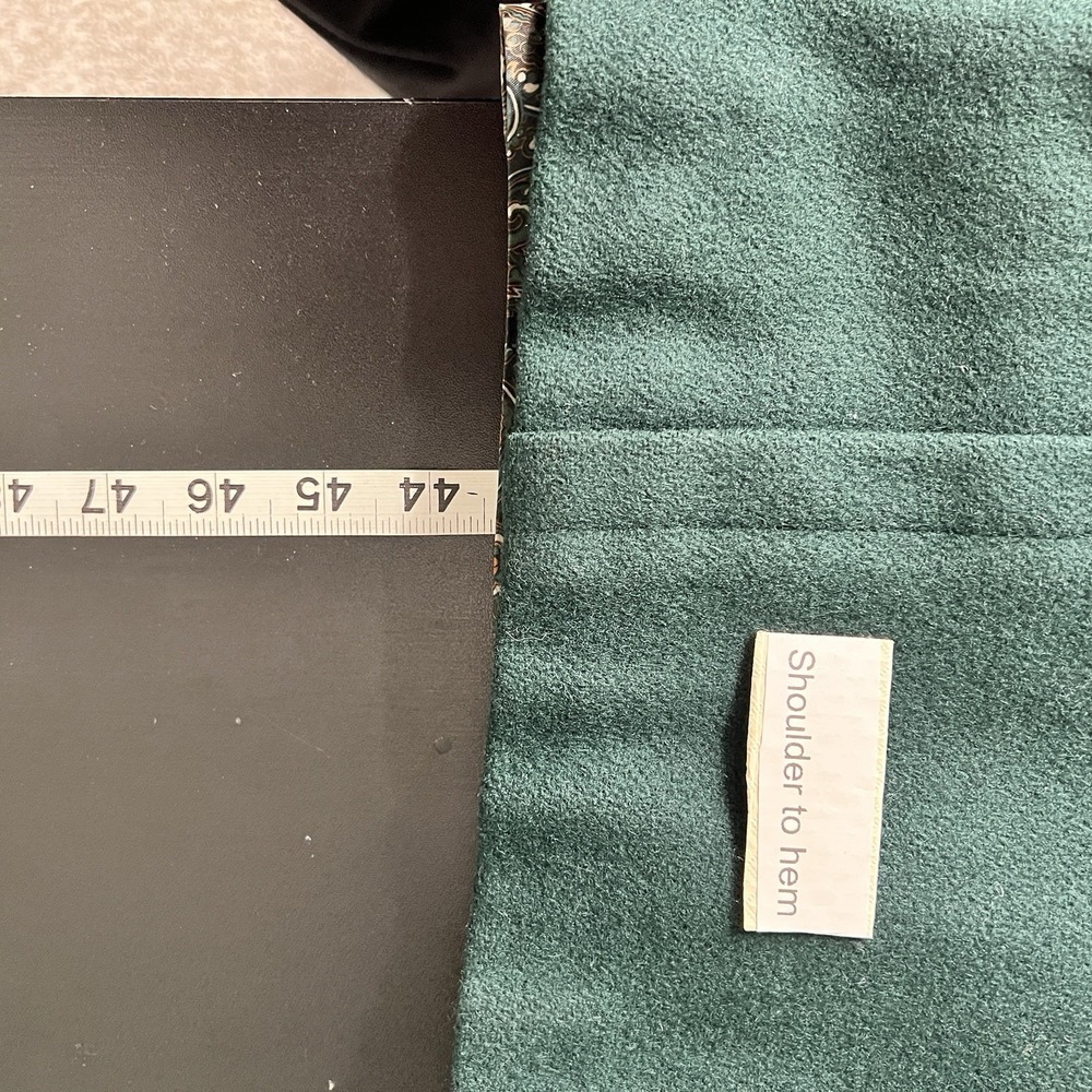 Vintage Wool Coat Women 8P Hunter Green Double Breasted Trench 90s Capsule Puff - Picture 14 of 15
